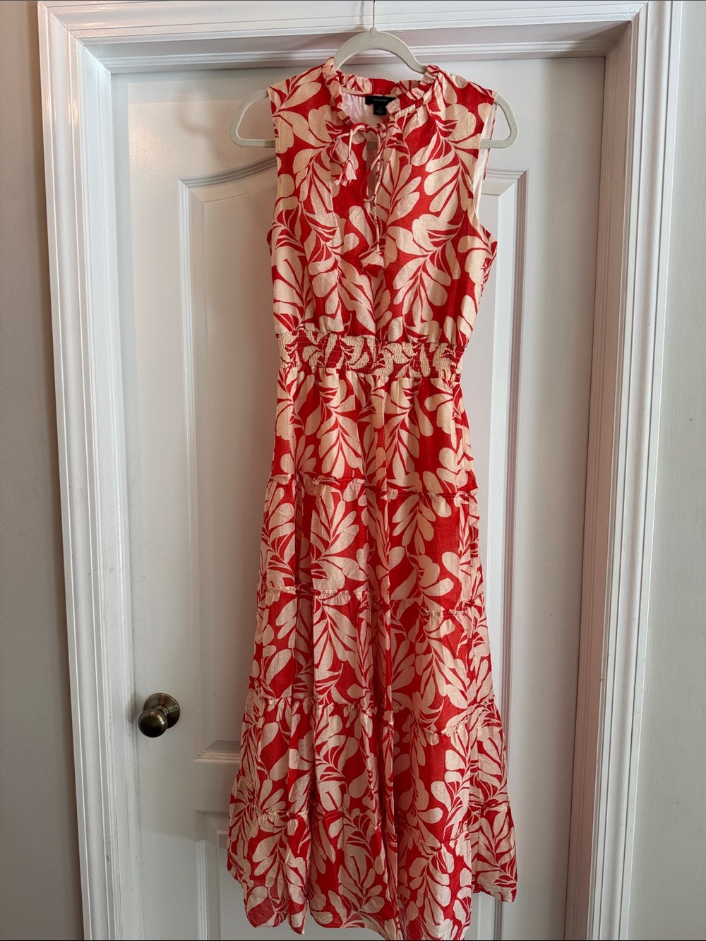 Halogen Orange and Cream Floral Sleeveless Maxi Dress